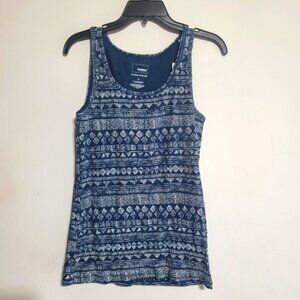 Sonoma Womens Sz Large Blue White Top Blouse Shirt The Everyday Rib Tank NWT